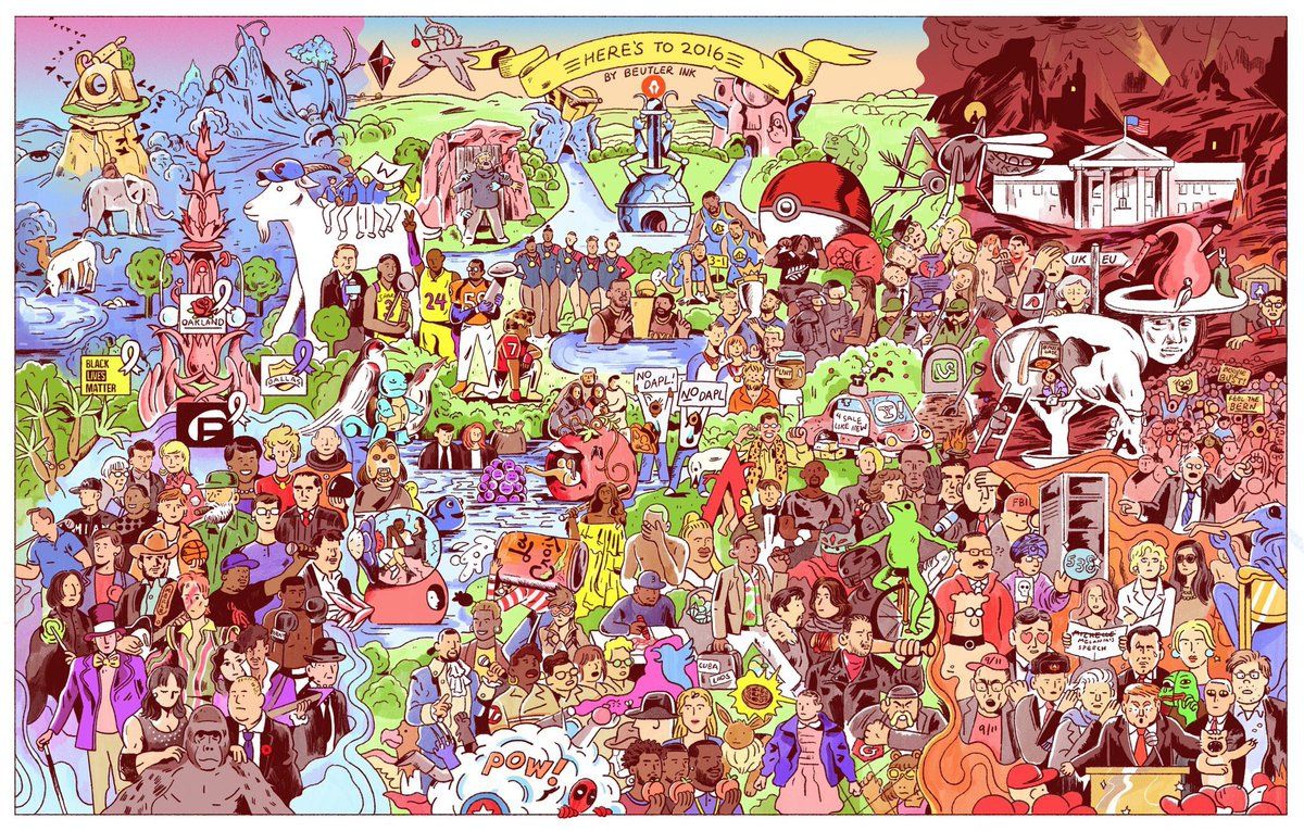 Художник зобразив всі знакові події 2016 на одній картині