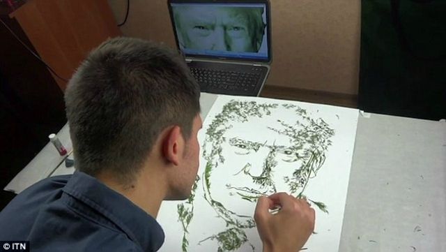 Новий "укроп": українець зробив портрет Трампа із зелені - фото 140892