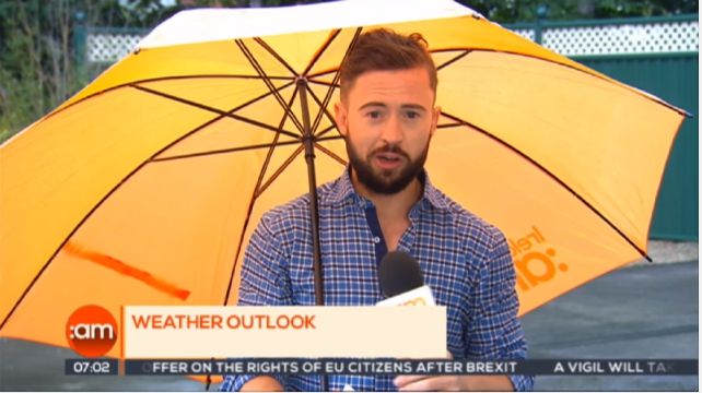 Новий телевізійний курйоз: ведучого вітром здуло з кадру