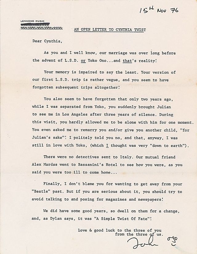 Листи Джона Леннона його дружині опубліковані через 40 років - фото 187647
