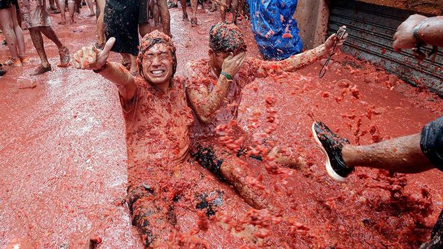 Як пройшов традиційний "помідорний" бій в Іспанії: шокуючі фото - фото 192602