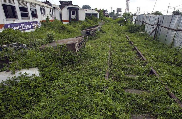 Як виглядає кладовище електричок в Індонезії - фото 203911