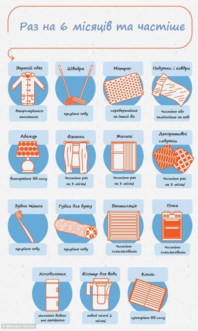 Як часто потрібно чистити предмети в домі: корисна інфографіка, яка вас здивує - фото 239137