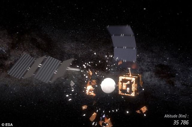 ESA показало зіткнення двох супутників на орбіті: ефектне відео - фото 244382