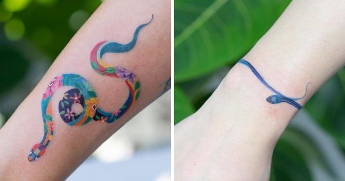 Художниця з Кореї створює незвичайні тату з чарівними зміями