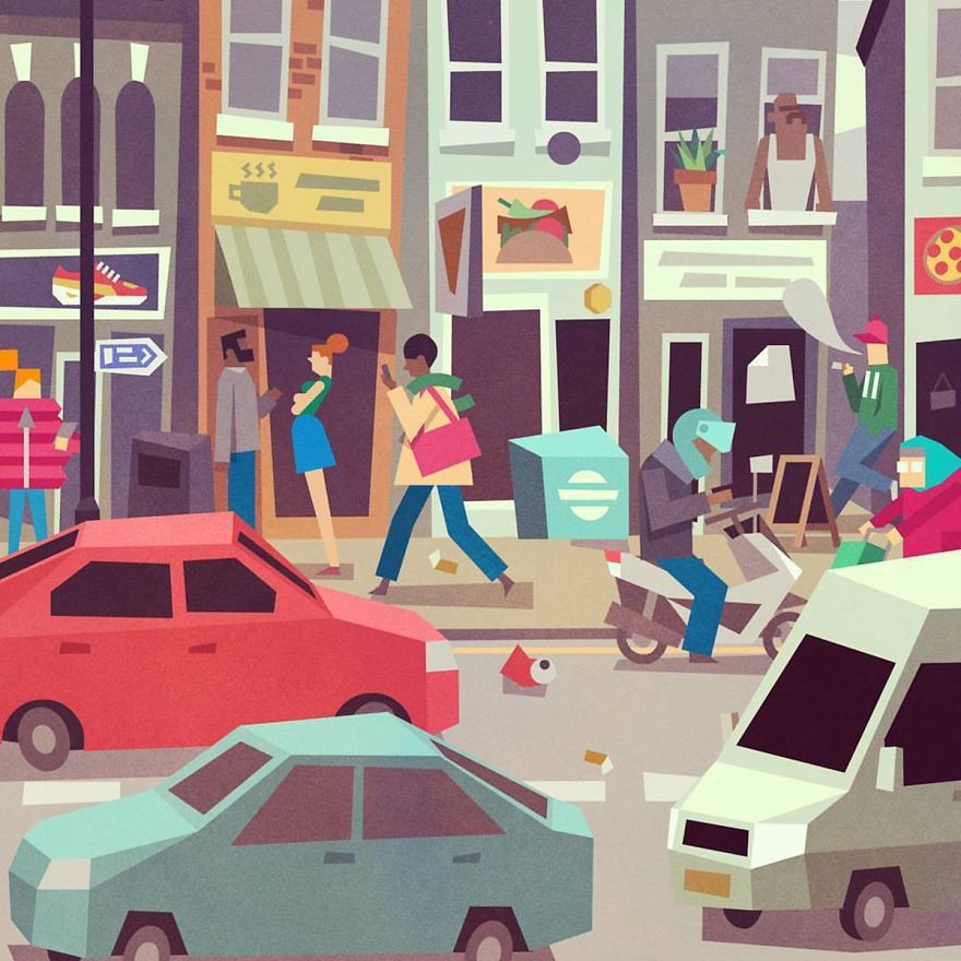 Ілюстратор показав будні Лондона у чарівних малюнках