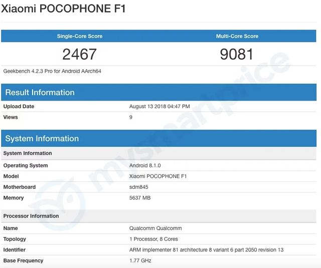 Xiaomi Pocophone F1 пройшов тестування в GeekBench - фото 270126