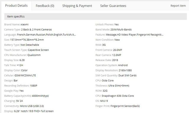 Технічні характеристики Xiaomi Redmi Note 6 Pro - фото 276816