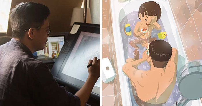 Самотній тато показує, як виховувати дитину: душевні ілюстрації