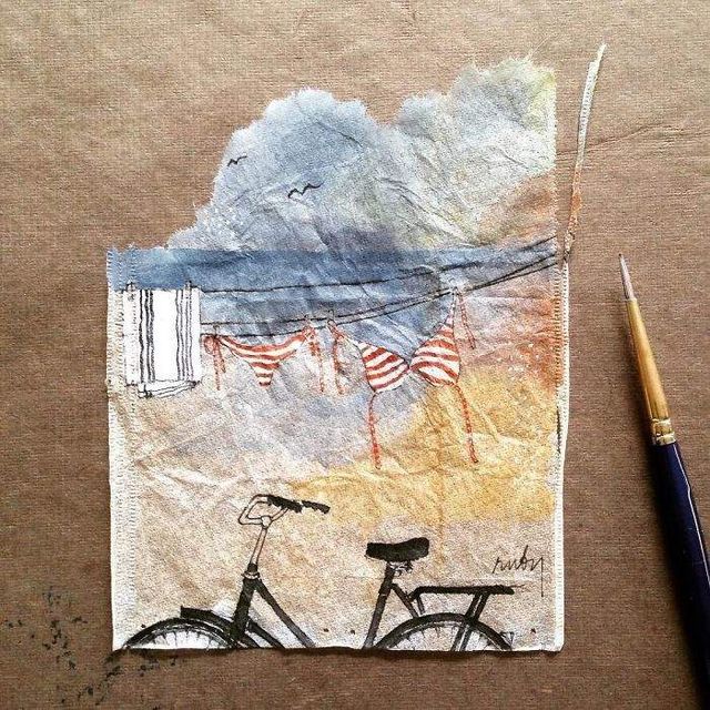 Художниця створює атмосферні картини на чайних пакетиках - фото 295677