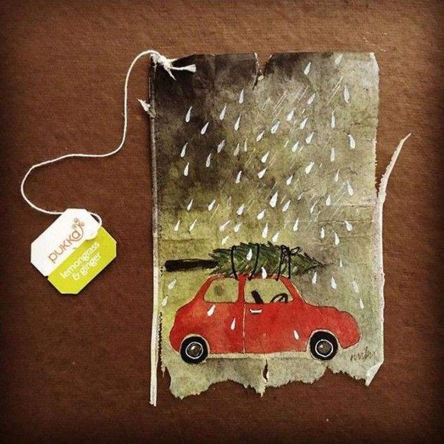 Художниця створює атмосферні картини на чайних пакетиках - фото 295681