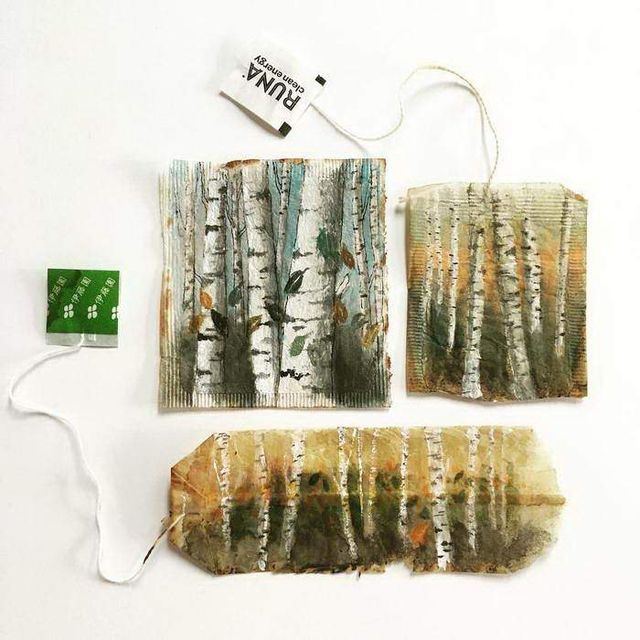 Художниця створює атмосферні картини на чайних пакетиках - фото 295685