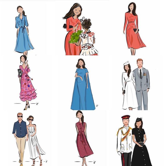 Художниця намалювала найстильніші образи вагітної Меган Маркл - фото 306771