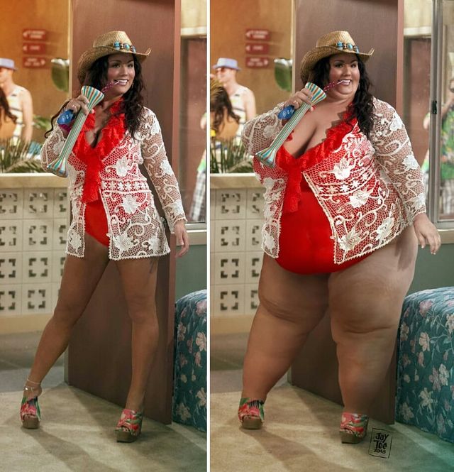 Художник показав, як виглядали б зірки, маючи пишні форми: фотопорівняння - фото 308362