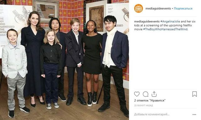 Анджеліна Джолі вийшла в світ з усіма своїми дітьми - фото 310224