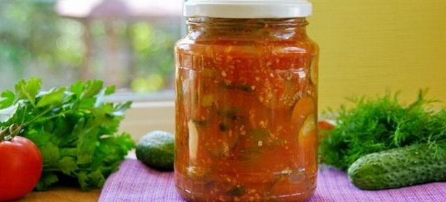 салат з помідором та огірком на зиму - фото 343997