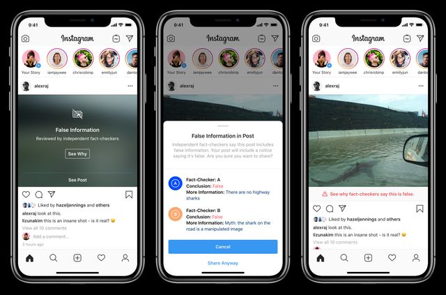Instagram почав попереджати користувачів про фейковий і образливий контент - фото 374539