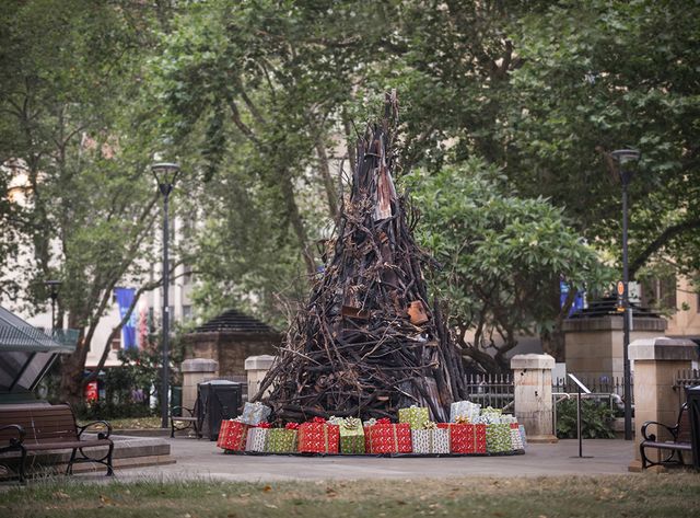 В Австралії поставили ялинку зі спалених гілок, і ось чому - фото 375401