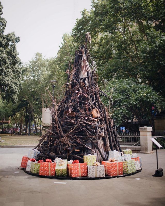 В Австралії поставили ялинку зі спалених гілок, і ось чому - фото 375402