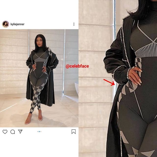 Не такі ідеальні форми: Кайлі Дженнер упіймали на фотошопі - фото 379174