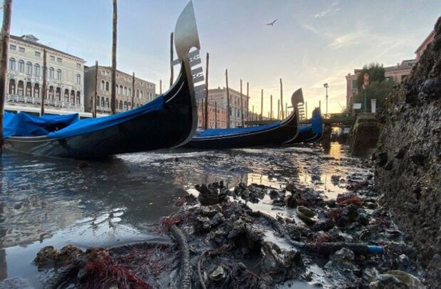 У Венеції аномально впав рівень води в каналах: вражаючі фото - фото 379682