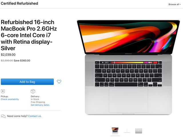 Apple почала продавати відновлені 16-дюймові MacBook Pro - фото 386123