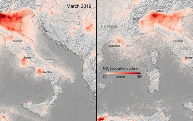 Знімки з космосу показали очищене повітря через карантин - фото 397270