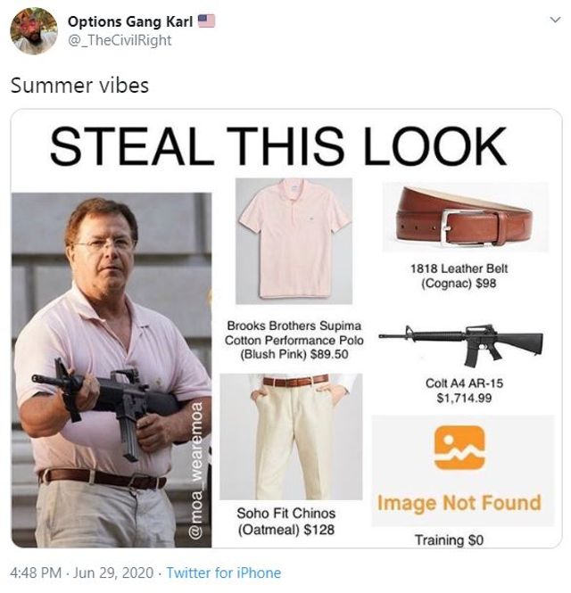 У США подружжя зі зброєю зустріло мітингувальників, і відразу ж стало зіркою мережі - фото 413151