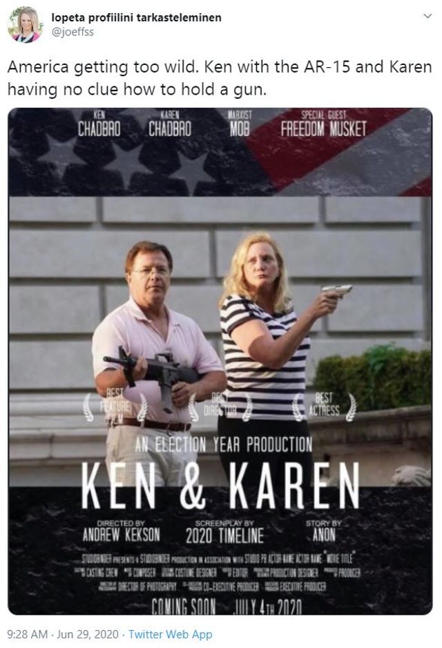 У США подружжя зі зброєю зустріло мітингувальників, і відразу ж стало зіркою мережі - фото 413154