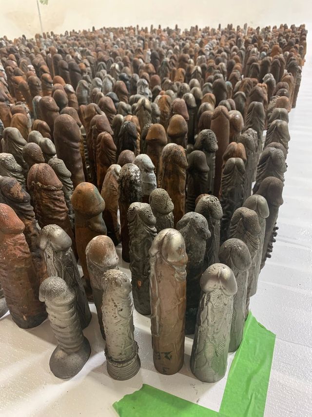 Митець зі США виклав портрет Трампа з фалоімітаторів: це треба бачити - фото 424341