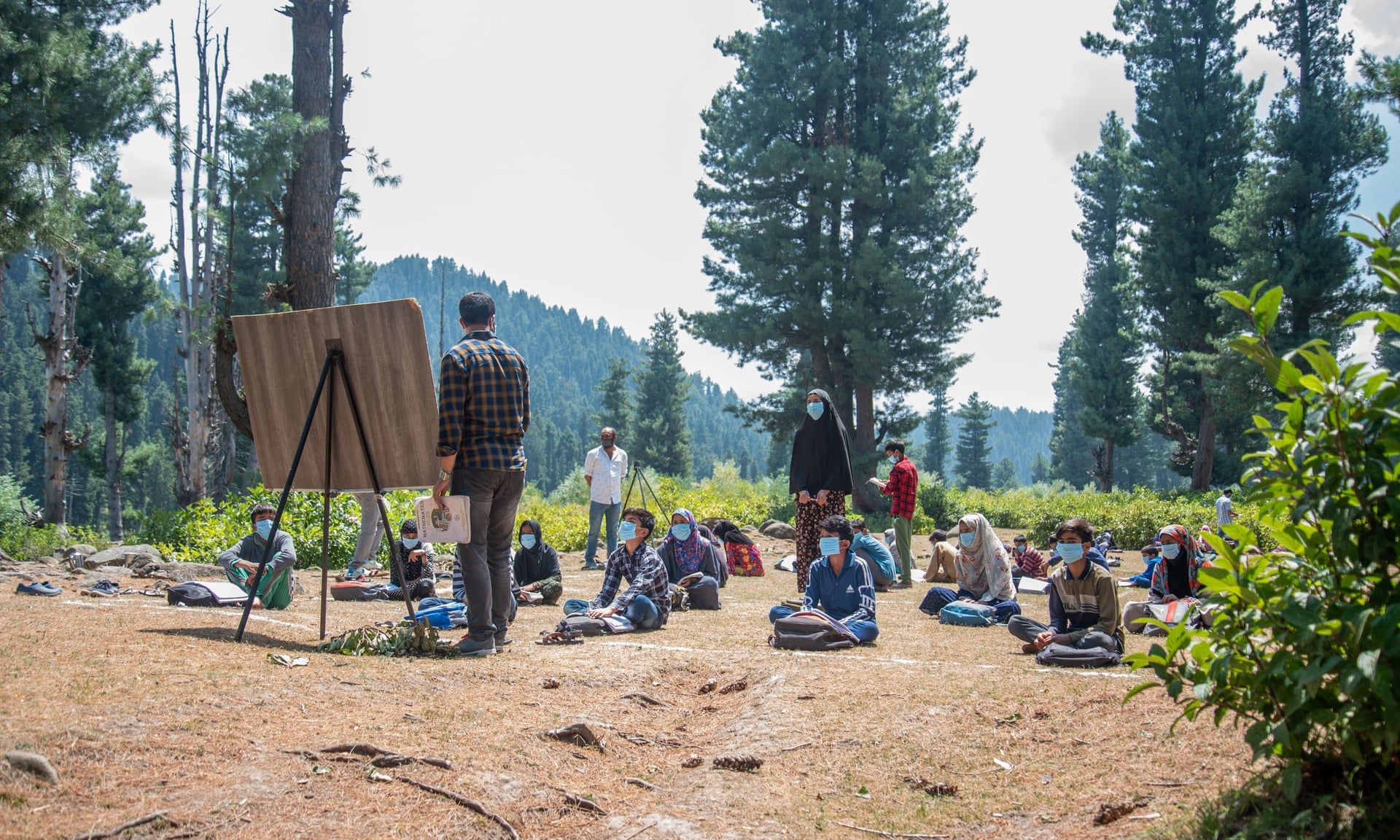 В індійському Кашмірі уроки почали проводити в лісі: фото