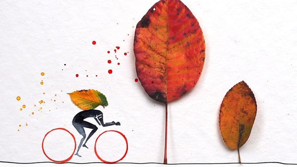 Художник з Індії створює яскраві малюнки з осіннього листя та акварелі - фото 1