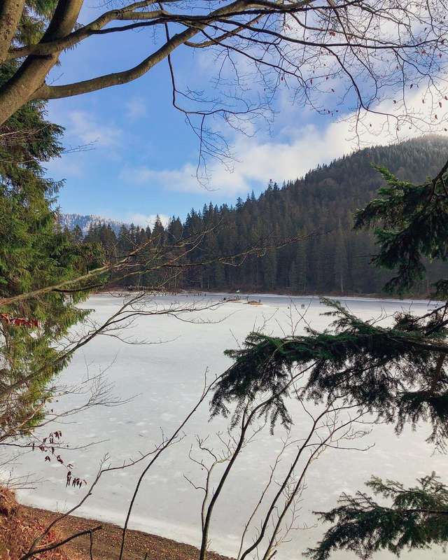 Озеро Синевир зачарувало мережу зимовою красою - фото 440369
