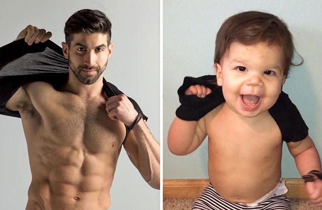 Маленький племінник відтворює фото дядька-моделі: кумедні кадри - фото 442418