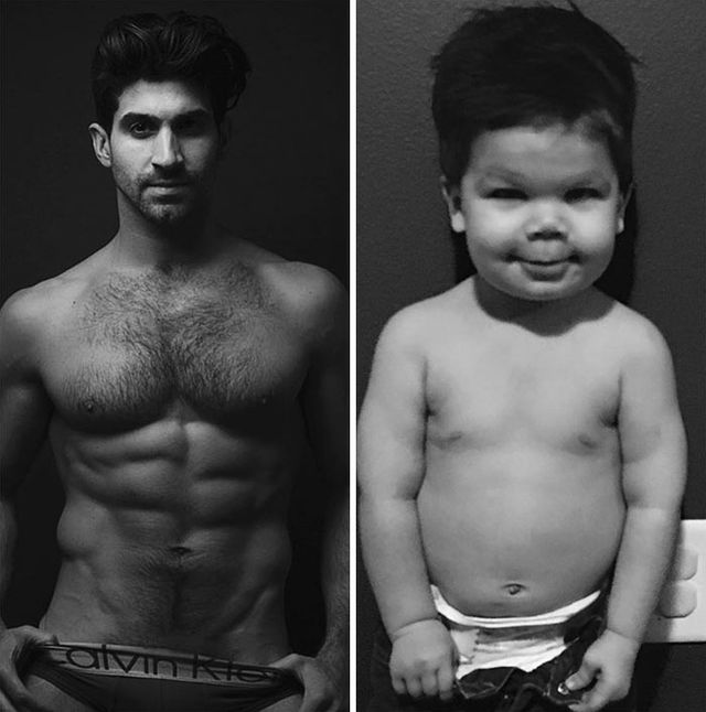 Маленький племінник відтворює фото дядька-моделі: кумедні кадри - фото 442420