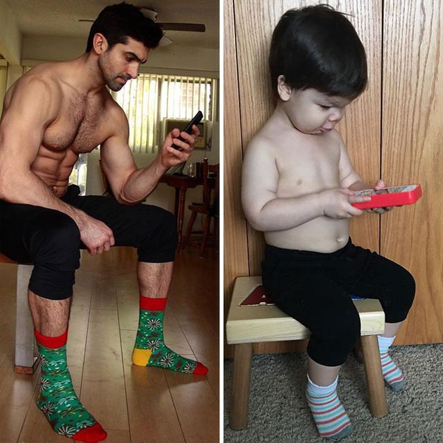 Маленький племінник відтворює фото дядька-моделі: кумедні кадри - фото 442436