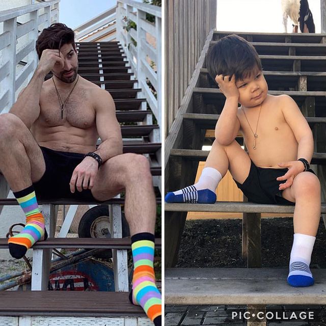 Маленький племінник відтворює фото дядька-моделі: кумедні кадри - фото 442437