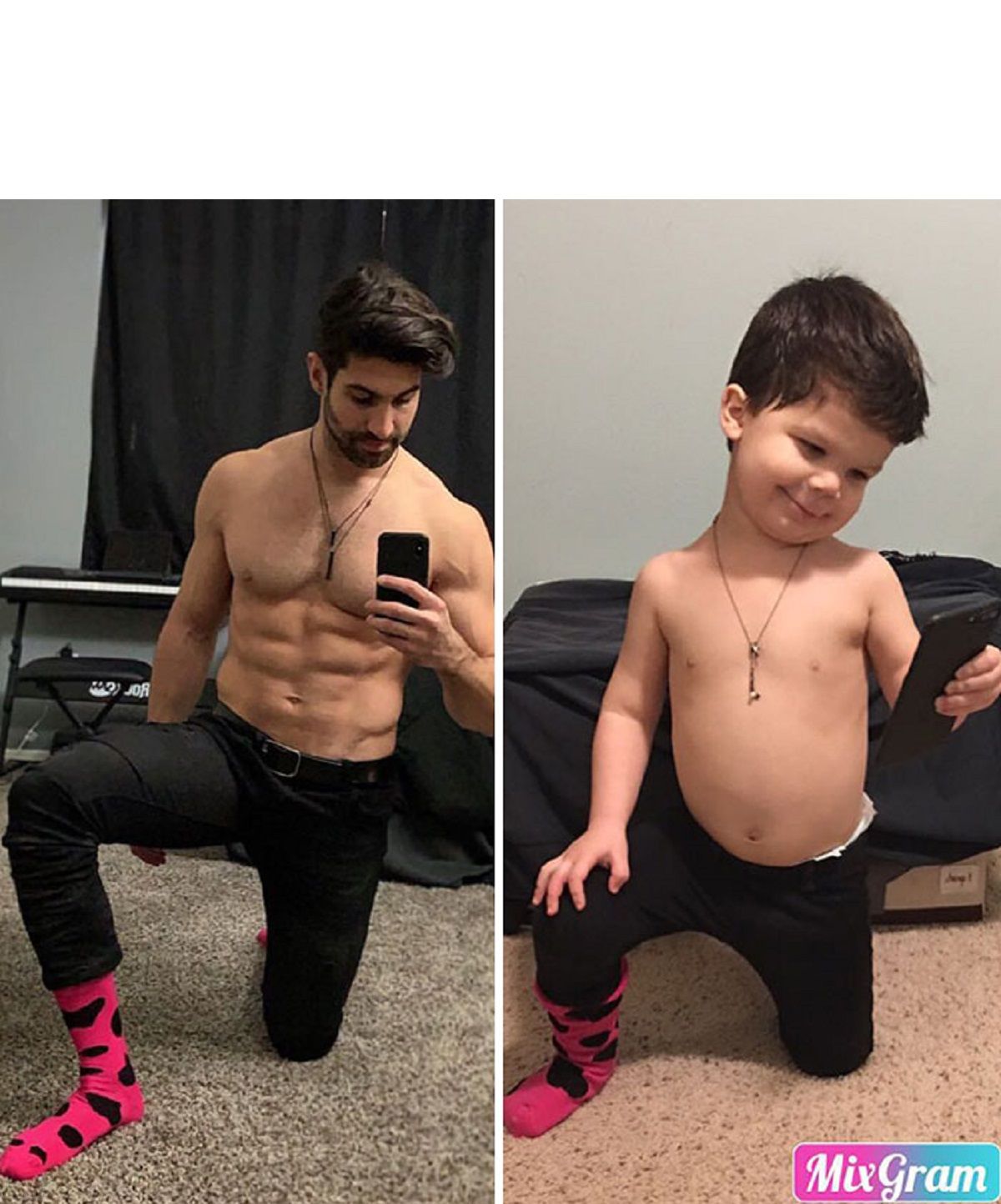 Маленький племінник відтворює фото дядька-моделі: кумедні кадри