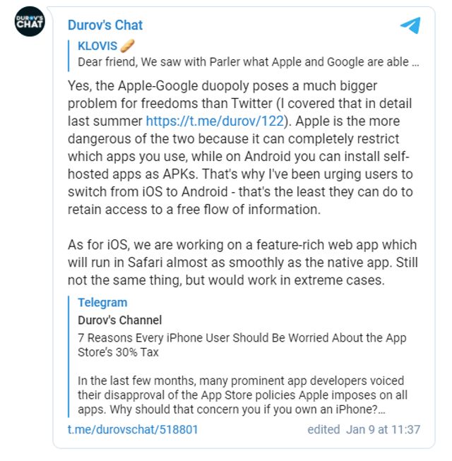 Дуров закликав перейти з iOS на Android: названа причина - фото 442564