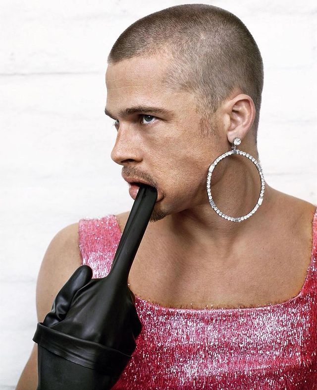 Бред Пітт нагадав підписникам свою найпровокативнішу фотосесію у зухвалих сукнях - фото 448255