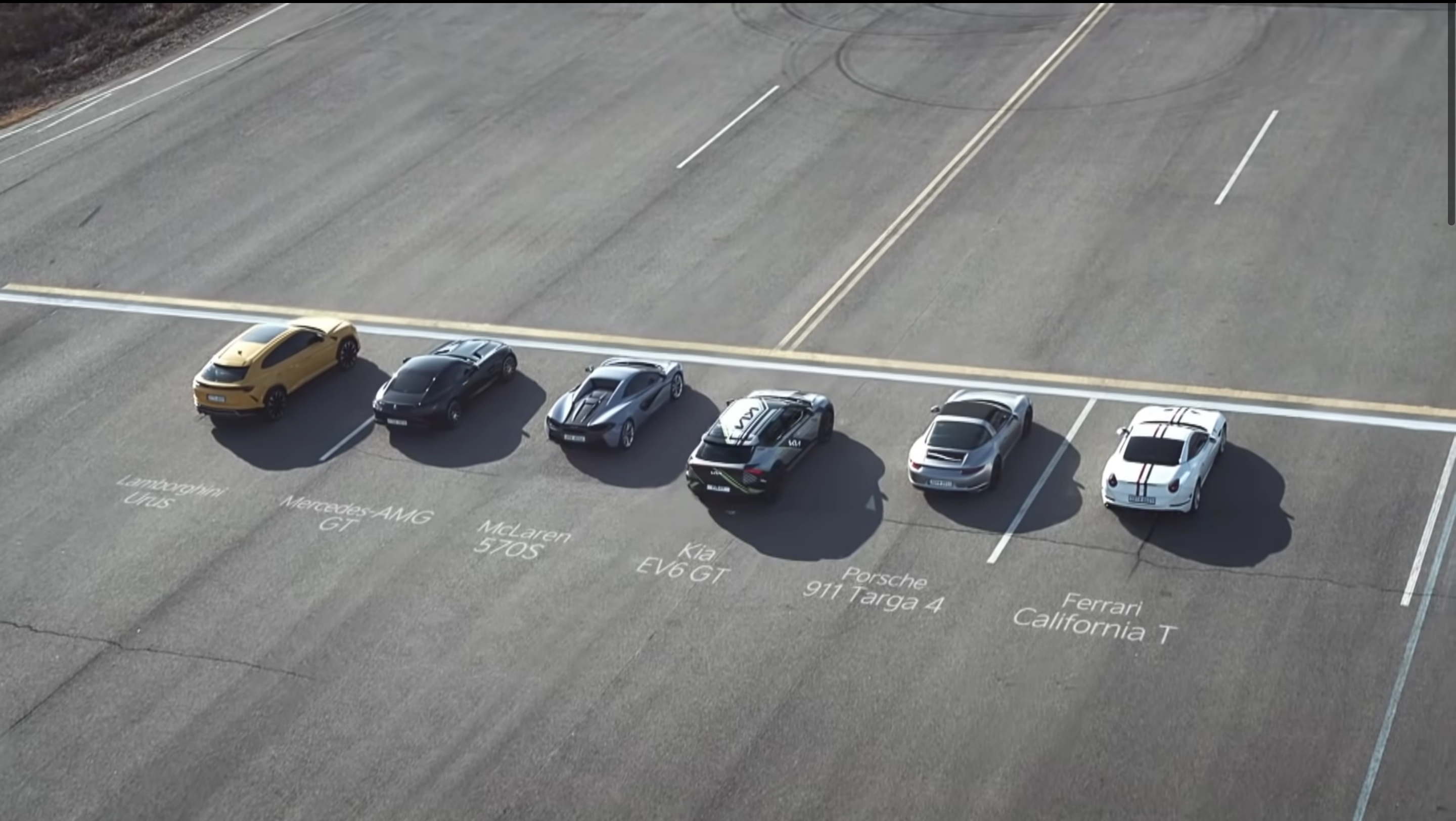 Електрокар Kia EV6 GT зійшовся у гонці з п'ятьма суперкарами: відео епічної боротьби