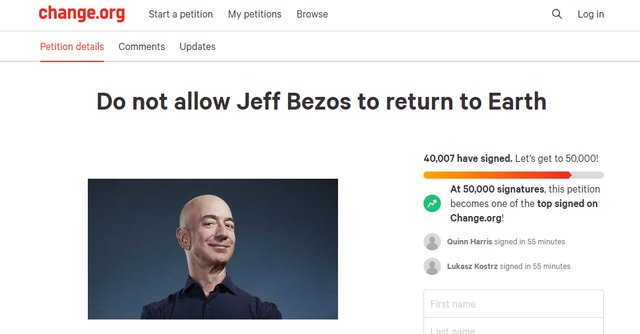 Безос побуває у космосі, а в мережі проти його повернення на Землю - фото 464216