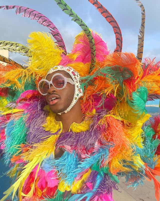 'Вагітний' репер Lil Nas X повторив легендарний образ Елтона Джона в пір'ї: фотопорівняння - фото 476494