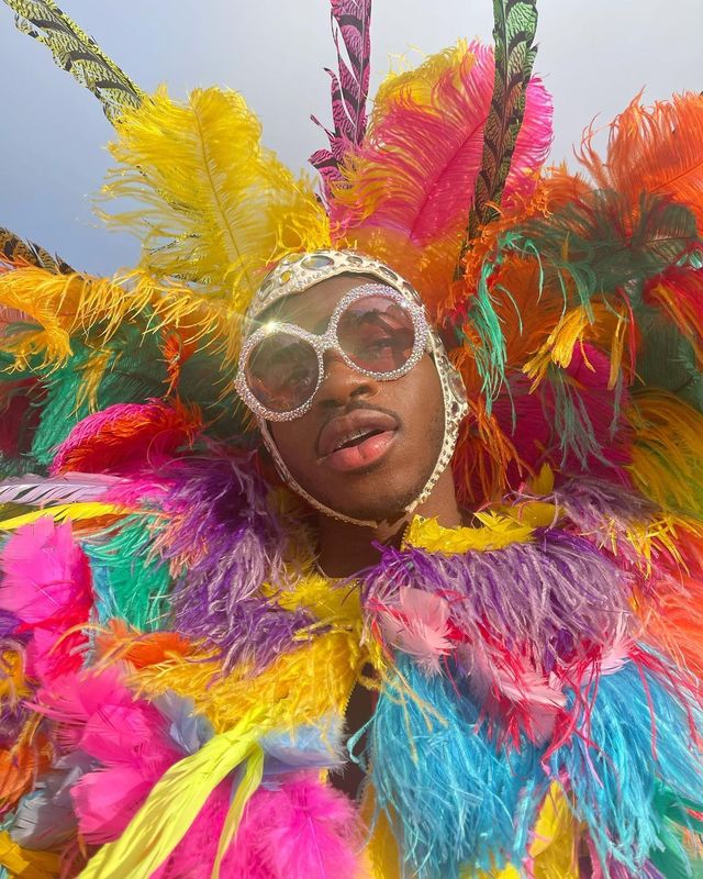 'Вагітний' репер Lil Nas X повторив легендарний образ Елтона Джона в пір'ї: фотопорівняння - фото 476495