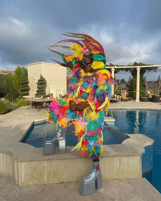 'Вагітний' репер Lil Nas X повторив легендарний образ Елтона Джона в пір'ї: фотопорівняння - фото 476498