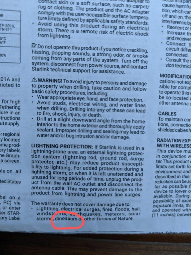 Напад динозаврів – не гарантійний випадок: в інструкції Starlink виявили цікавий пункт - фото 495393