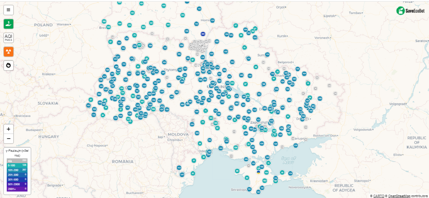 Карта радіаційного фону в Україні - фото 1