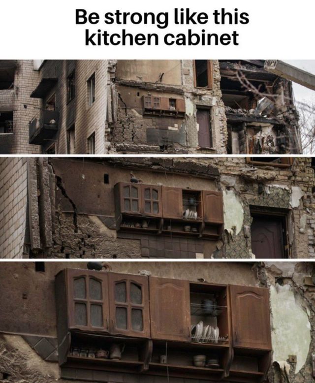 'Будь сильним, як ця шафа': дивом вцілілі меблі у розтрощеному домі підкорили Twitter - фото 502811