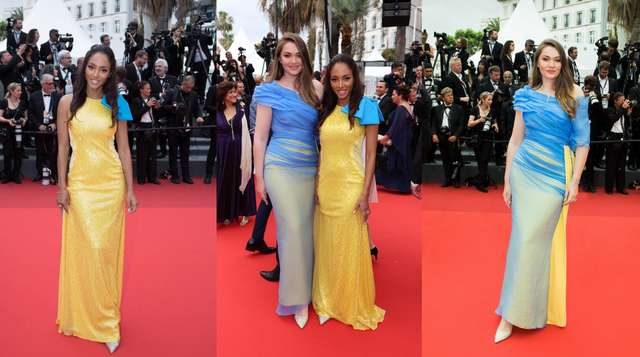 На червоній доріжці Каннського кінофестивалю з'явилася українка у синьо-жовтій сукні - фото 505933