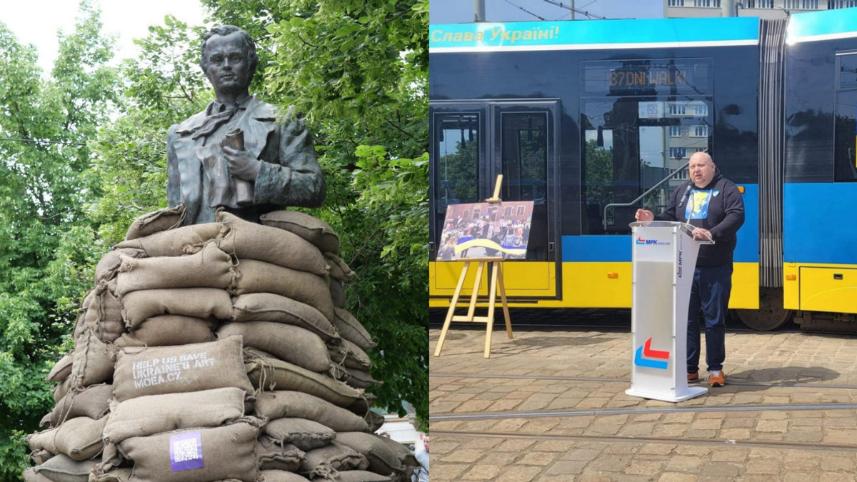 У Празі "захистили" пам'ятник Шевченку, а у Вроцлаві запустили жовто-синій трамвай - фото 1